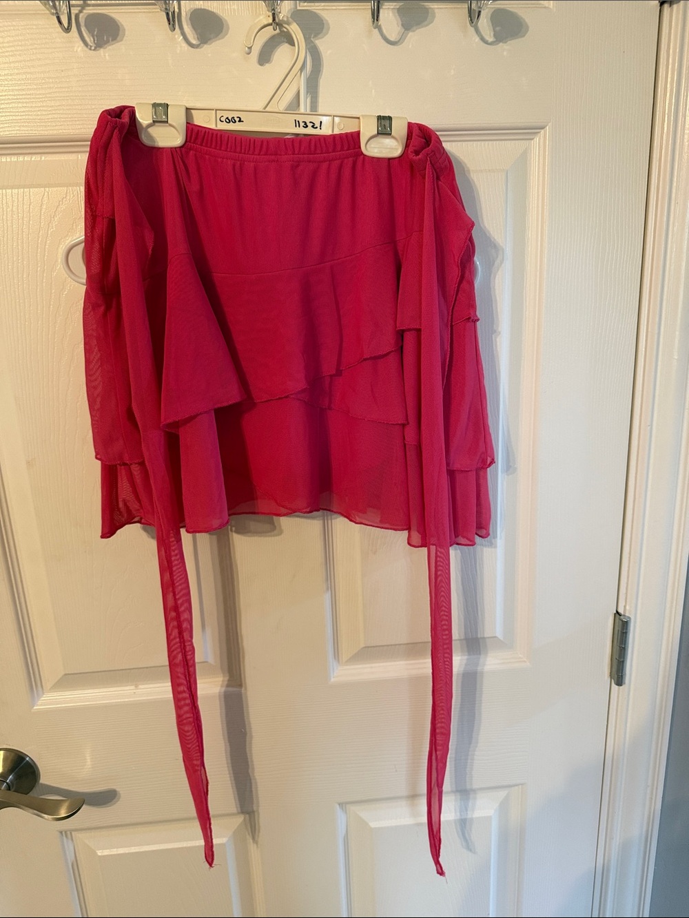 Women's Hot Pink Tiered Mini Skort